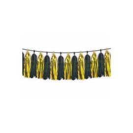 Guirnalda de pompones negro con dorado 1 pz