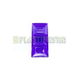 Charola rectangular 3 divisiones Morado 1 pz