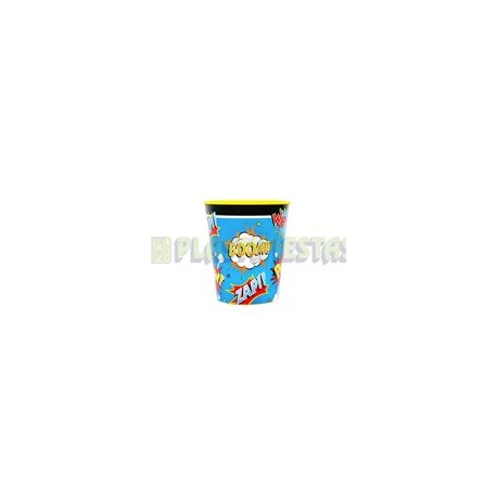 Vaso 12 oz plástico Superhero slogans 1pz