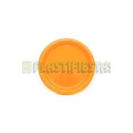 Plato de plástico redondo 9" naranja 20 pz
