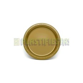 Plato de plástico redondo 7" Dorado 20 pz