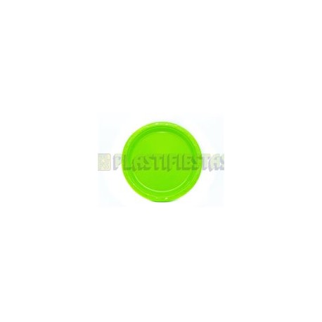 Plato de plástico redondo 7" Verde kiwi 20 pz