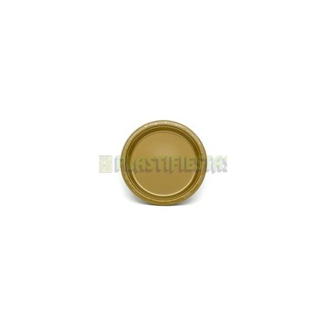 Plato de plástico redondo 9" Dorado 20 pz