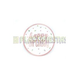 Plato fiesta Glitz Gris/Rosa 8 pz