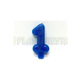 Vela diamantina No. 1 azul 1 pz