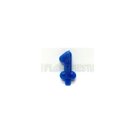 Vela diamantina No. 1 azul 1 pz