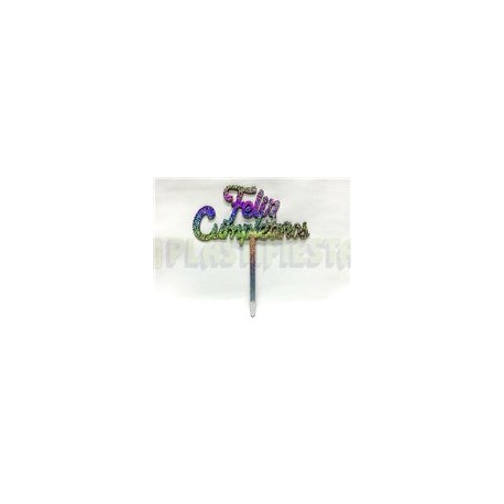 Decoración para pastel Feliz cumpleaños Plata 1 pz