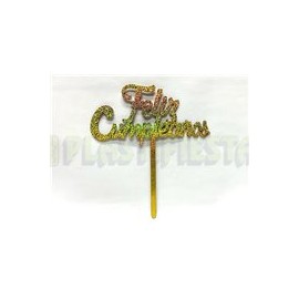 Decoración para pastel Feliz cumpleaños Dorado 1 pz