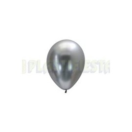 Globo de látex No. 12 cromado Plata 10 pz