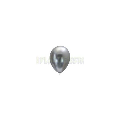 Globo de látex No. 12 cromado Plata 10 pz