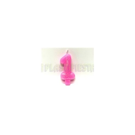 Vela diamantina No. 1 rosa 1 pz