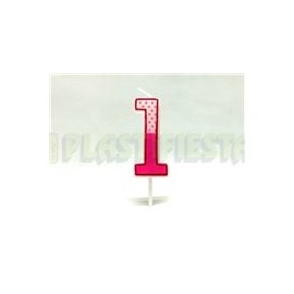 Vela palillo mini rosa No. 1 1 pz