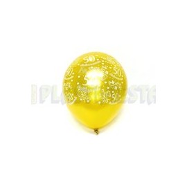 Globo de látex No. 12 diseño Boda 50 aniversario dorado tinta blanca 10 pz