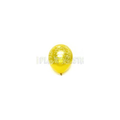 Globo de látex No. 12 diseño Boda 50 aniversario dorado tinta blanca 10 pz