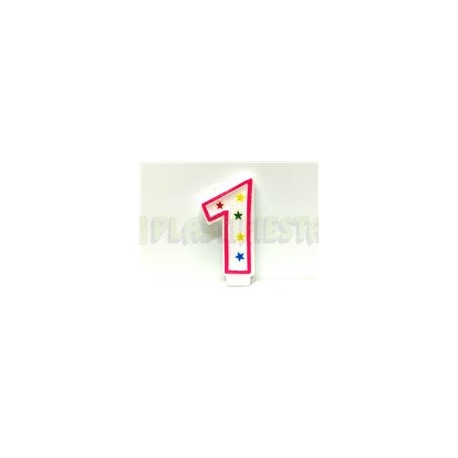 Vela estrellas rosa No. 1 1 pz