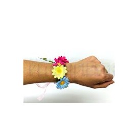 Pulsera flores colores 6 pz
