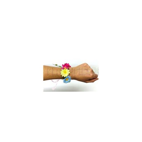 Pulsera flores colores 6 pz