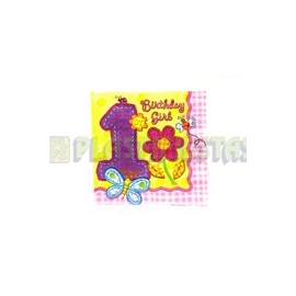 Servilleta cóctel 1st cumpleaños niña 16 pz