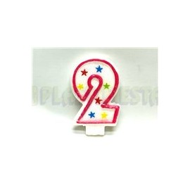 Vela estrellas rosa No. 2 1 pz