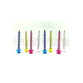 Vela caramelo Colores mágica con bases 24 pz