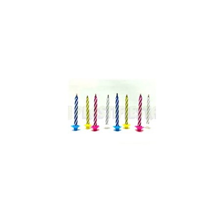 Vela caramelo Colores mágica con bases 24 pz