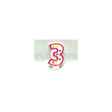 Vela estrellas rosa No. 3 1 pz