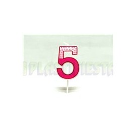 Vela palillo mini rosa No. 5 1 pz