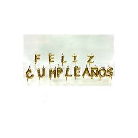 Vela letrero Feliz cumpleaños oro 1 set