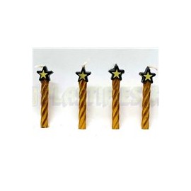 Vela crayola Dorada con estrella negra 8 pz