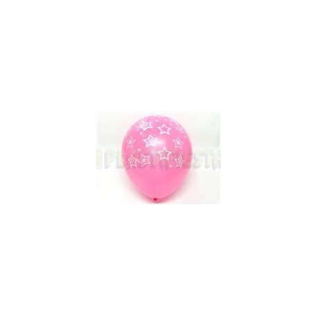 Globo de látex No. 12 diseño Estrellas colores surtidos tinta blanca 10 pz