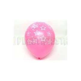 Globo de látex No. 12 diseño Estrellas colores surtidos tinta blanca 10 pz