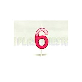 Vela palillo mini rosa No. 6 1 pz