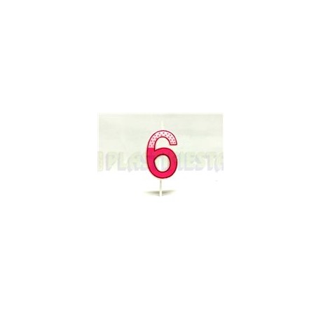 Vela palillo mini rosa No. 6 1 pz