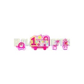 Vela 1st birthday niña 4 pz