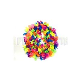 Collar hawaiano de tela Multicolor neón 12 pz