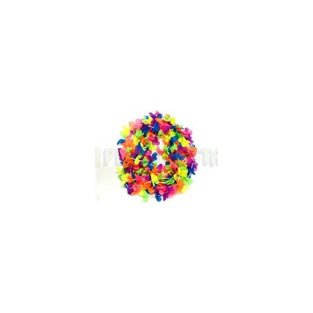 Collar hawaiano de tela Multicolor neón 12 pz