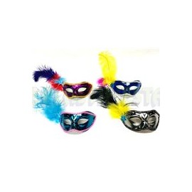 Antifaz con plumas plastico 1 pz