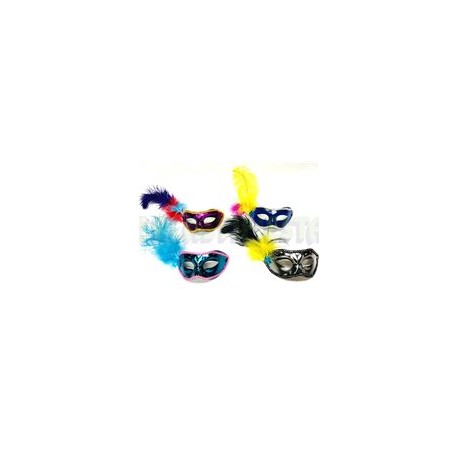 Antifaz con plumas plastico 1 pz