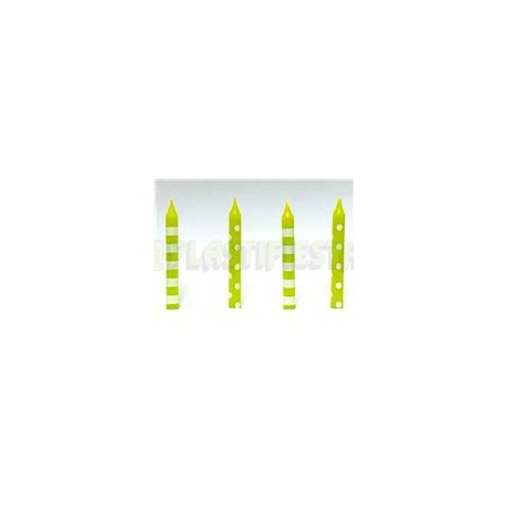 Vela verde con blanco 16 pz