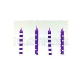 Vela morado con blanco 16 pz