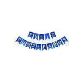 Letrero banderín Feliz cumpleaños holográfico Azul rey 1 pz
