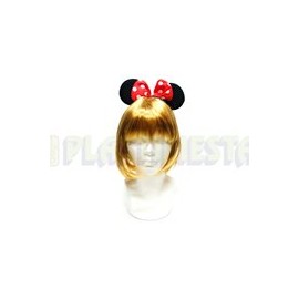 Diadema Minnie negra con moño rojo tela 6 pz