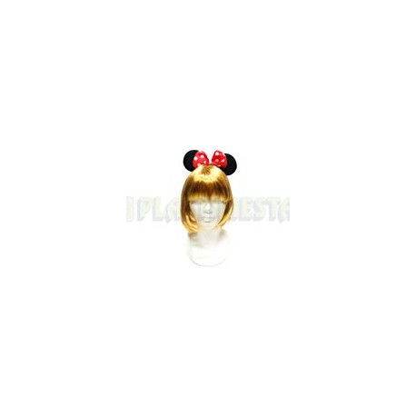 Diadema Minnie negra con moño rojo tela 6 pz
