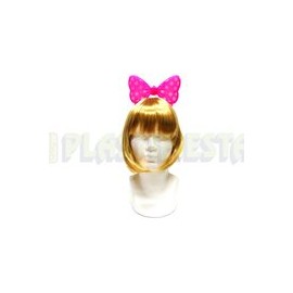 Diadema moño plástico con luz rosa 3 pz