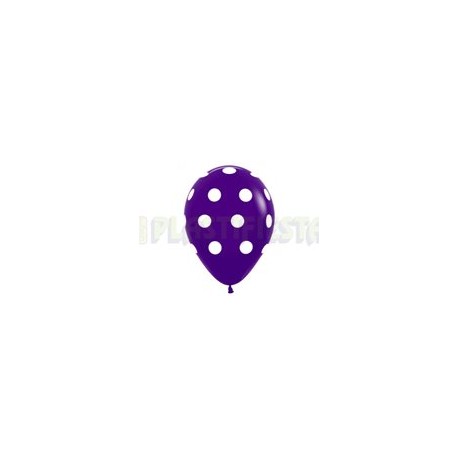 Globo de látex No. 12 lunares Púrpura tinta blanca 10 pz