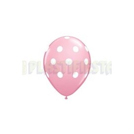 Globo de látex No. 12 lunares Rosa bebe tinta blanca 10 pz