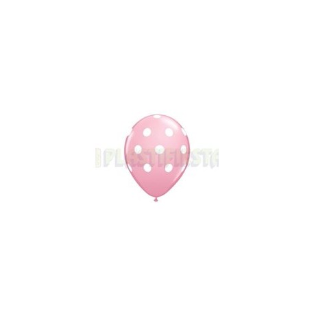 Globo de látex No. 12 lunares Rosa bebe tinta blanca 10 pz