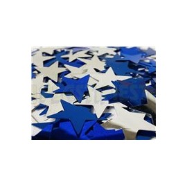 Confeti de mesa Estrella grande metálica azul y plata 10 g