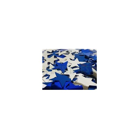 Confeti de mesa Estrella grande metálica azul y plata 10 g