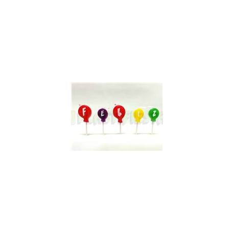 Vela letrero Feliz Cumpleaños globos 1 set